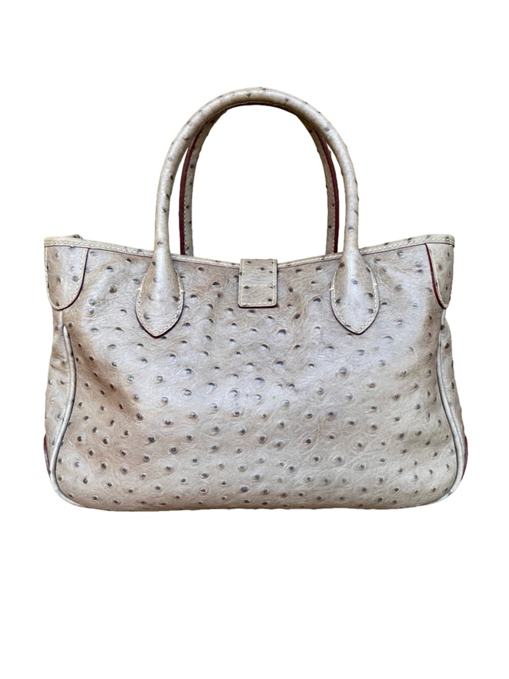 Dooney & Bourke Ostrich Leather Satchel Taupe Chain Strap Bag - Picture 4 of 14